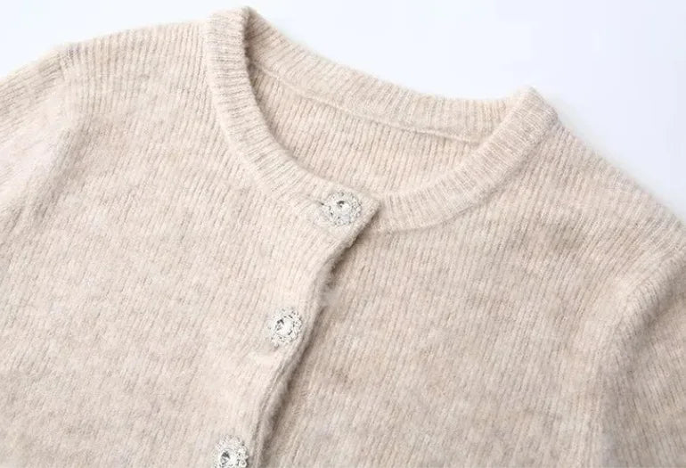 Women Wool Half Sleeve Slim Skirts Suits Fashion Button Knit Top Short Shirt Set Female Commute Casual Lady Knitted Outfits
