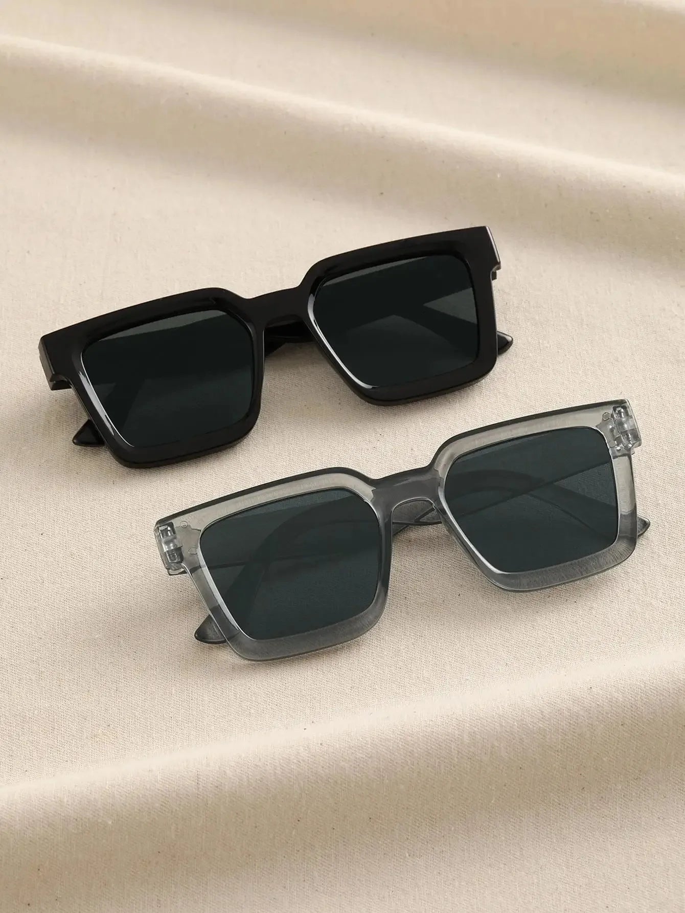2 pcs Women Men Square Frame Fashion Sunglasses For Vacation Driving UV400 Cycling Accessories