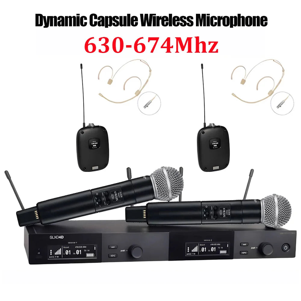 SLXD Microfone 500/600/800MHZ Wireless Microphone System 4pin Headset KSM8/Beta58 Professional Audio Equipment For Stage Karaoke