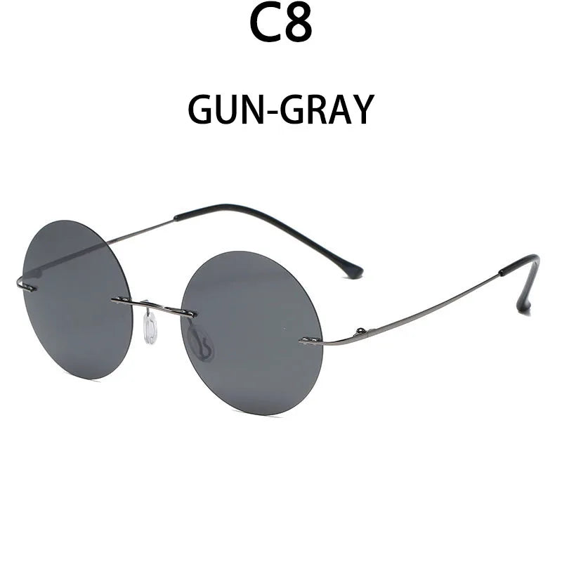 BOYSEEN Ultra light polarized circular frameless sunglasses for men women circular driving sunglasses modern and fashionable