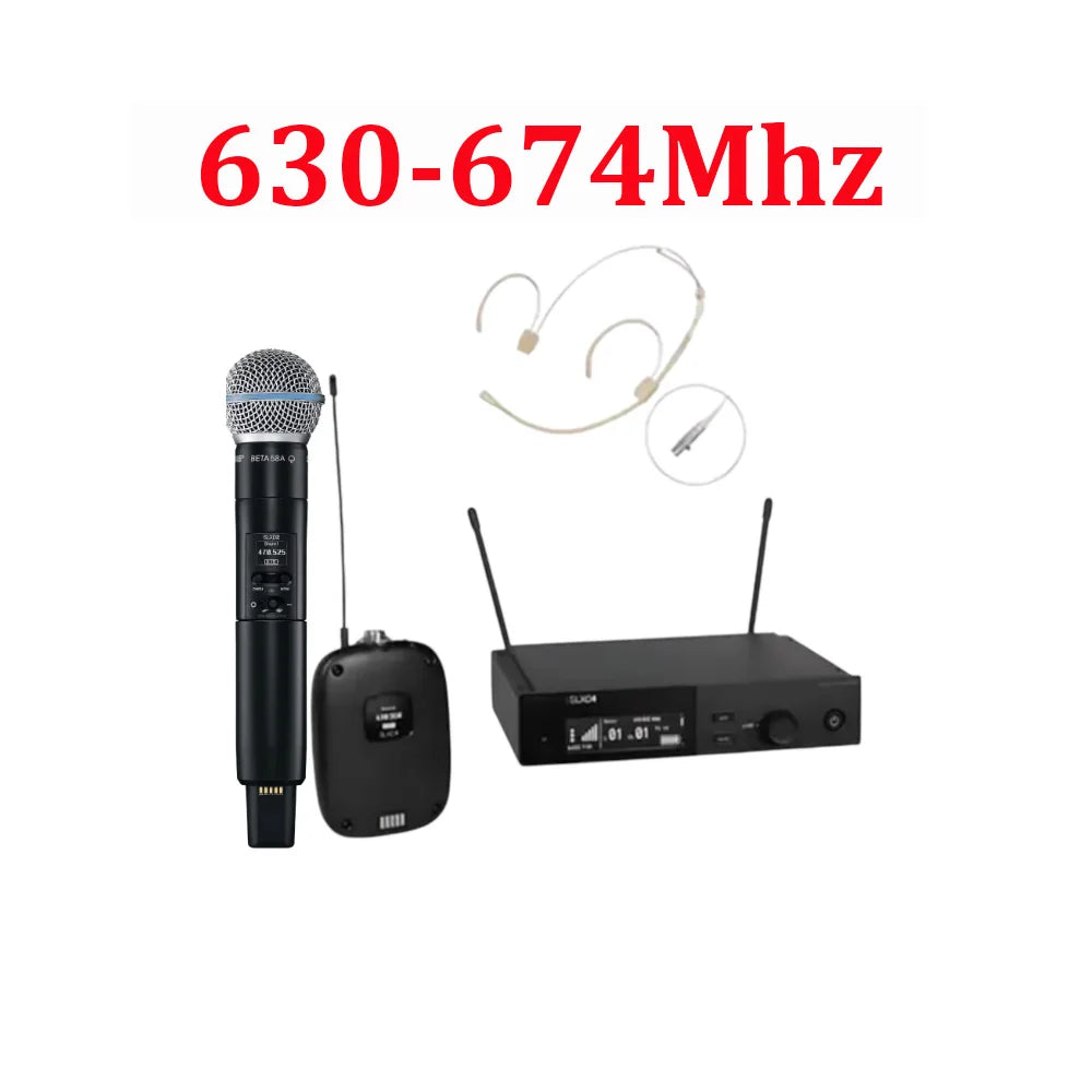 SLXD Microfone 500/600/800MHZ Wireless Microphone System 4pin Headset KSM8/Beta58 Professional Audio Equipment For Stage Karaoke