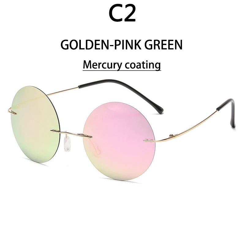 BOYSEEN Ultra light polarized circular frameless sunglasses for men women circular driving sunglasses modern and fashionable