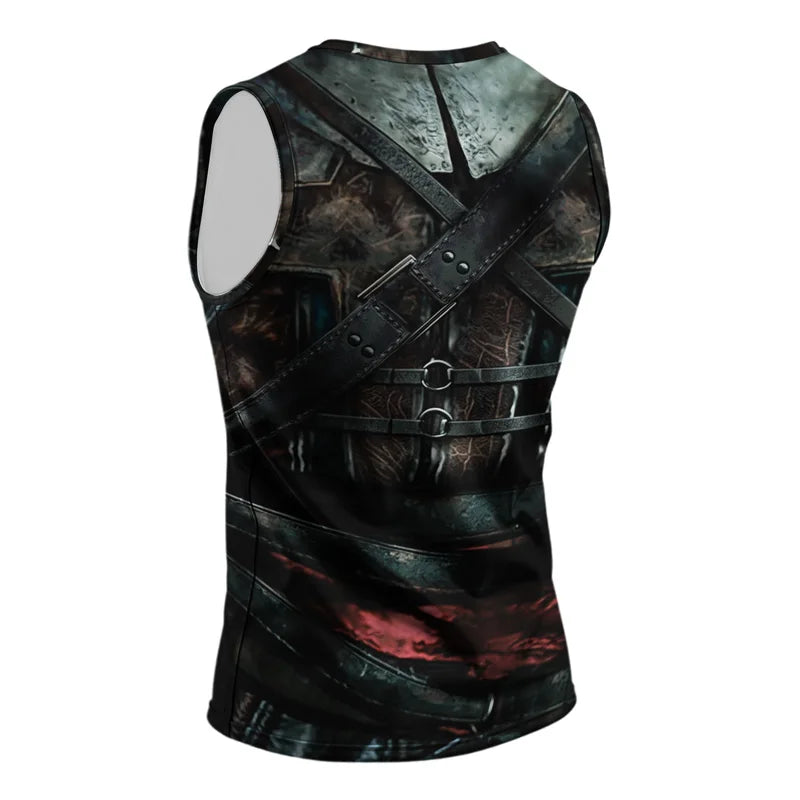 Mens Skull Vest Street Fashion Round Neck Sleeveless Printed T Shirt Daily Outdoor Sports Fitness Running Top Fear 2025 New