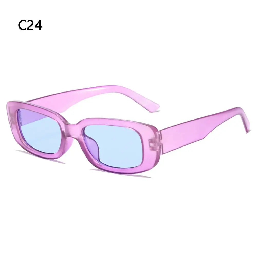 Trendy Narrow Square Frame Y2K Sun Glasses Candy Color UV400 Protection Rectangle Sunglasses 90’s Eyewear for Women Men