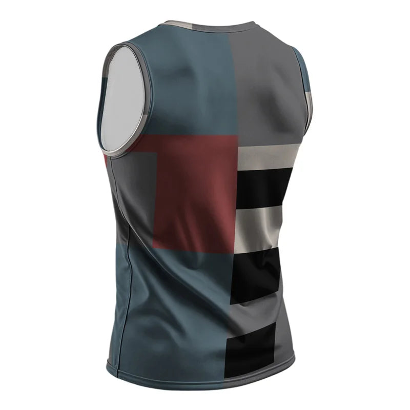 Retro Fitness Men Vest Street Fashion Round Neck Sleeveless T Shirt Printed Daily Outdoor Sports Running Top Animal Plaid
