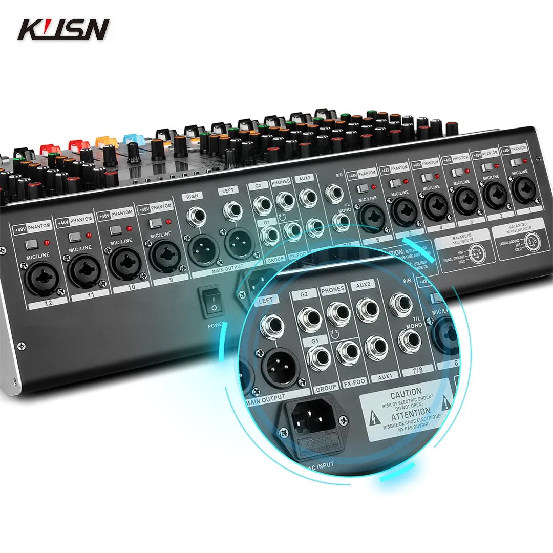 12 Channel 99 DSP Digital Mixer Professional Powered DJ Controller Audio Mixing Console Power Sound Mixer with Bluetooth USB