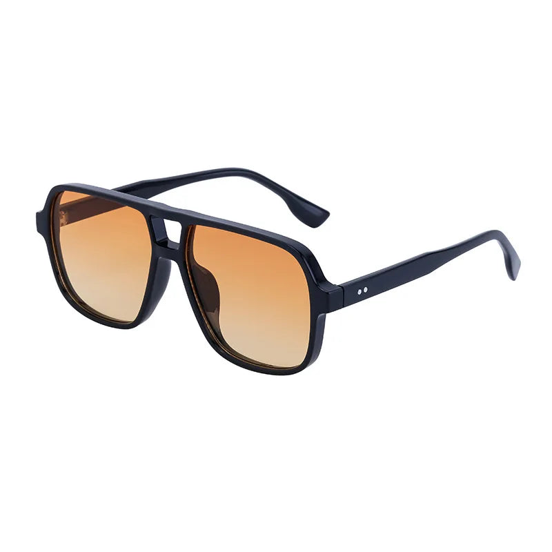 Double Bridge Square Frame Polygon Wome Sunglasses Fashion Metal Glasses Street Shot High grade Sunglasses